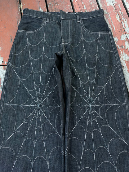 White spiderweb denim