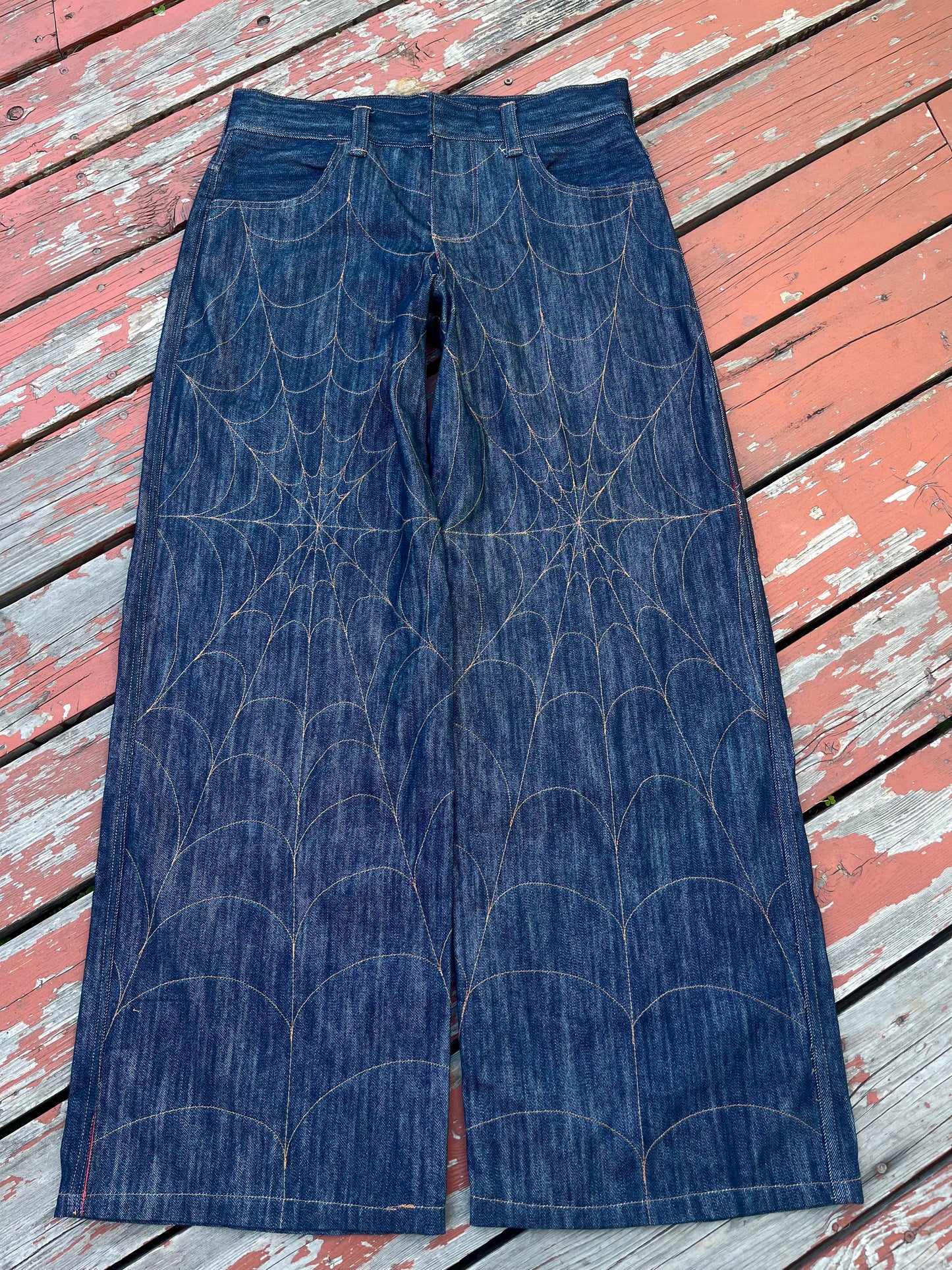 Classic denim spiderweb jeans