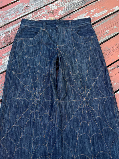 Classic denim spiderweb jeans
