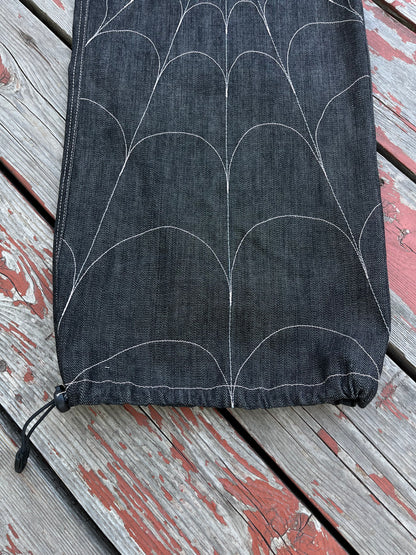 White spiderweb denim