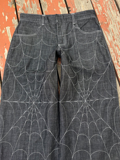 Grey wash spiderweb denim