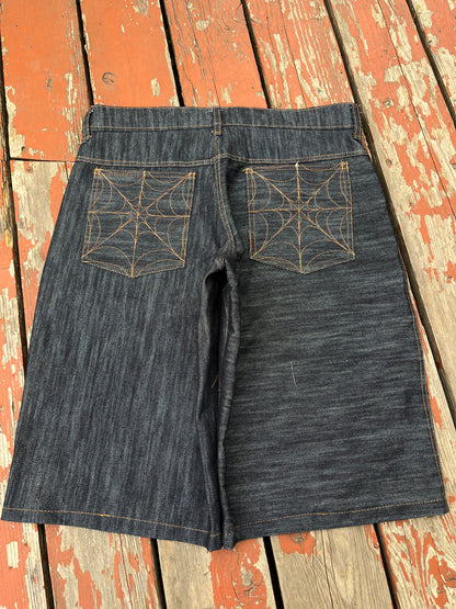 SPIDERWEB DENIM JORTS