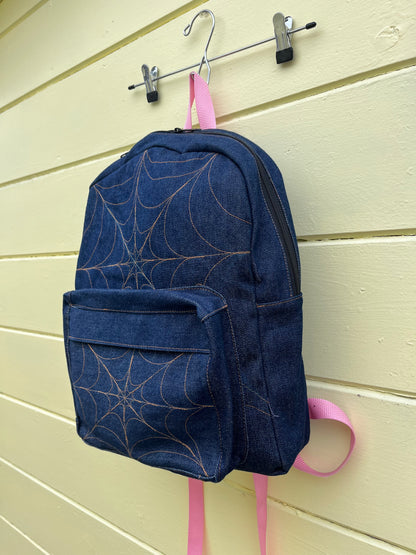 DENIM SPIDERWEB BACKPACK