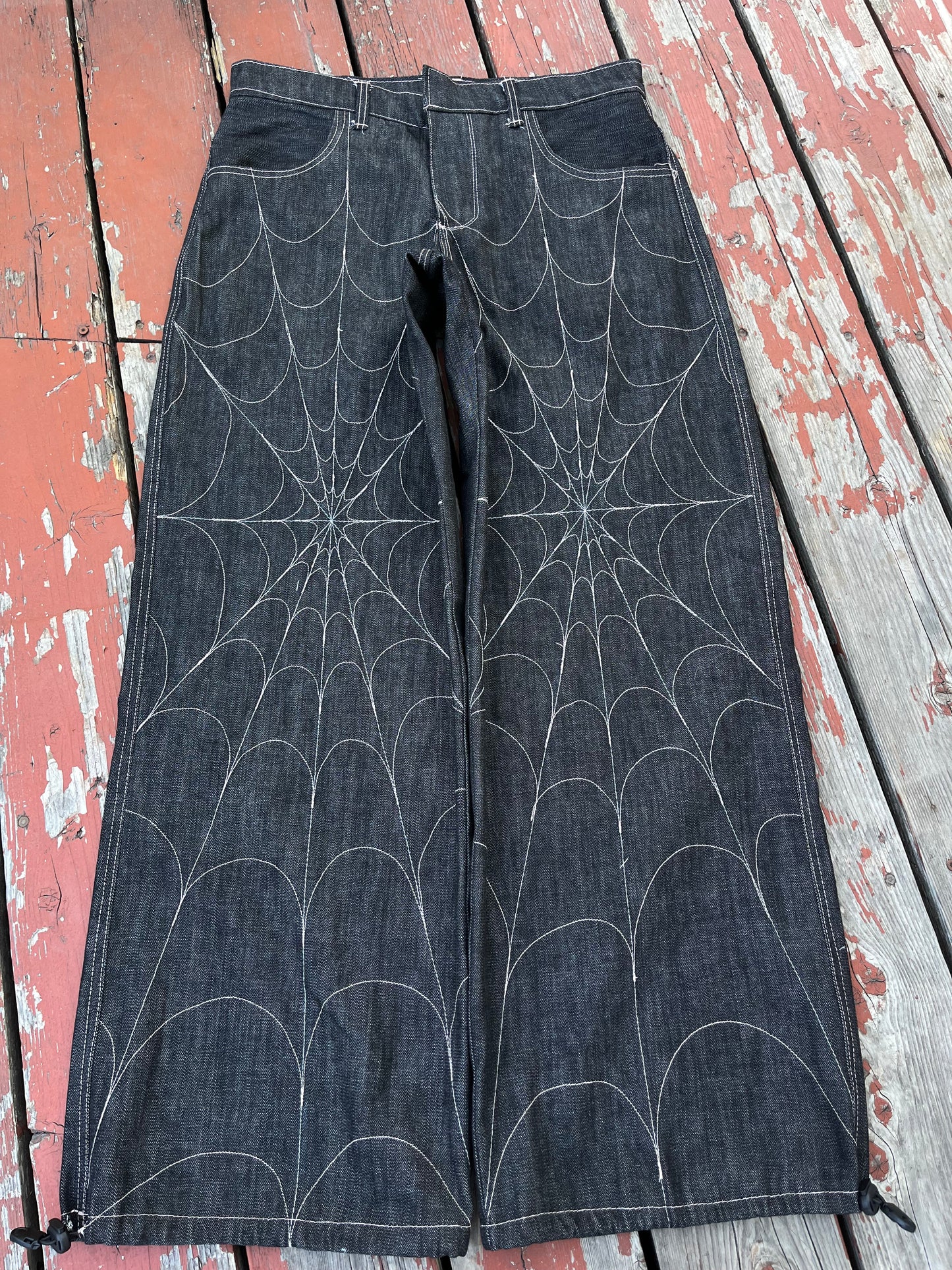White spiderweb denim