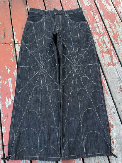 White spiderweb denim