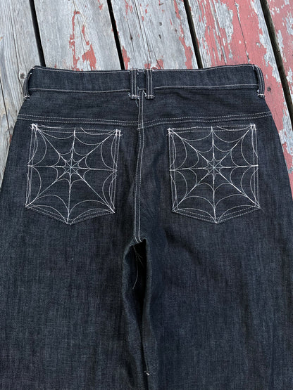White spiderweb denim