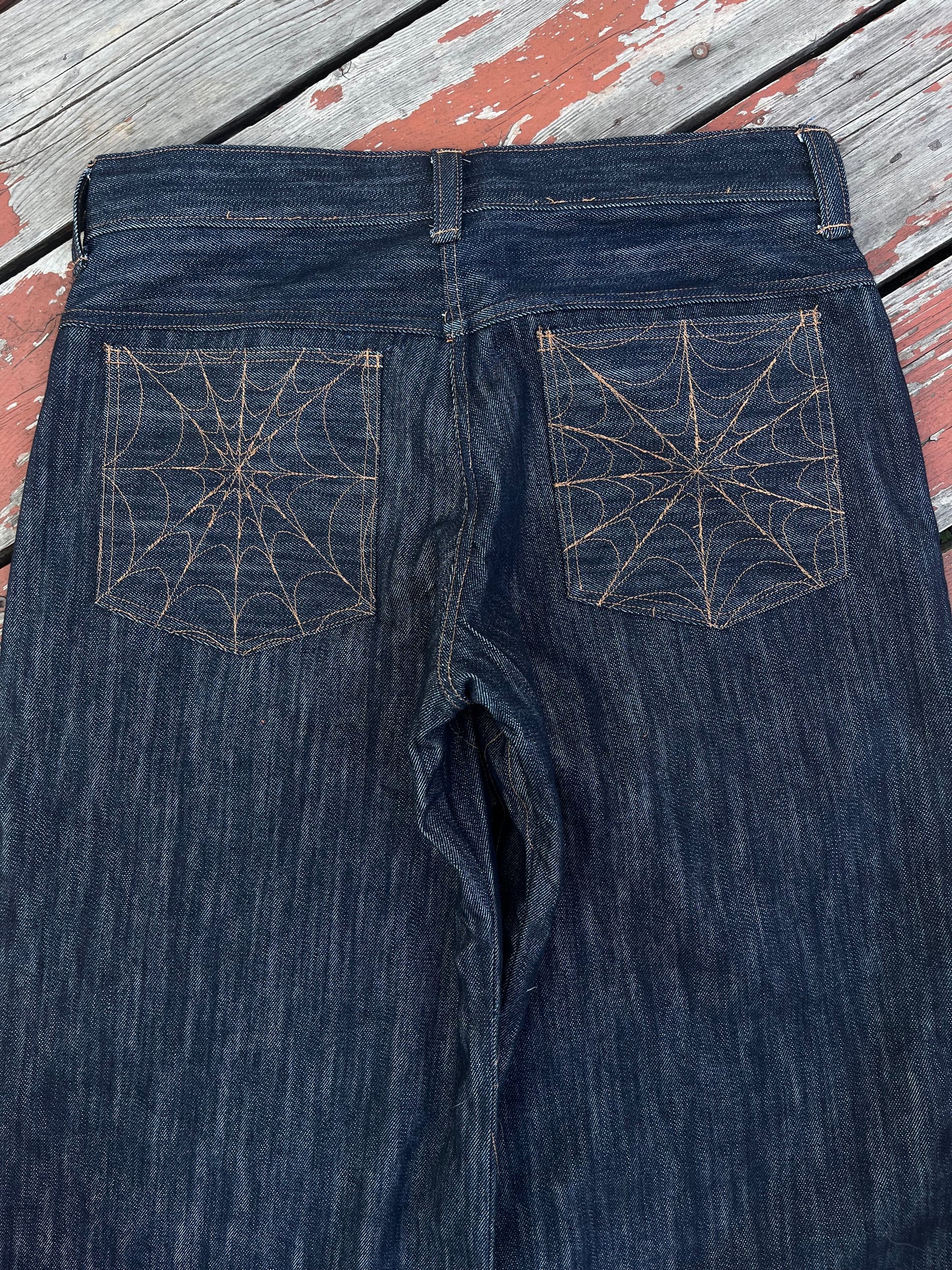 Classic denim spiderweb jeans