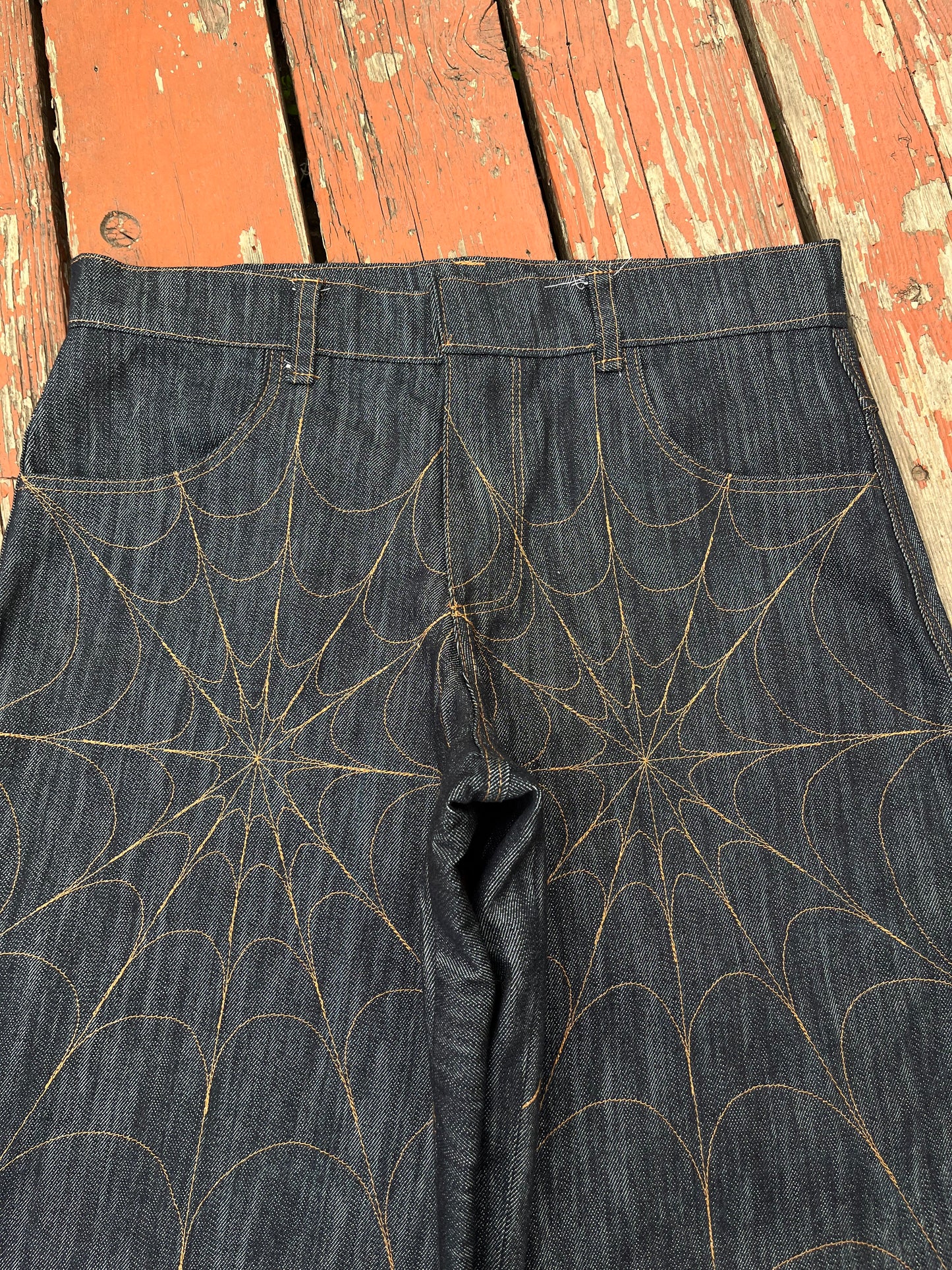 SPIDERWEB DENIM JORTS