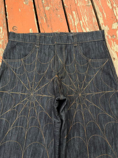 SPIDERWEB DENIM JORTS