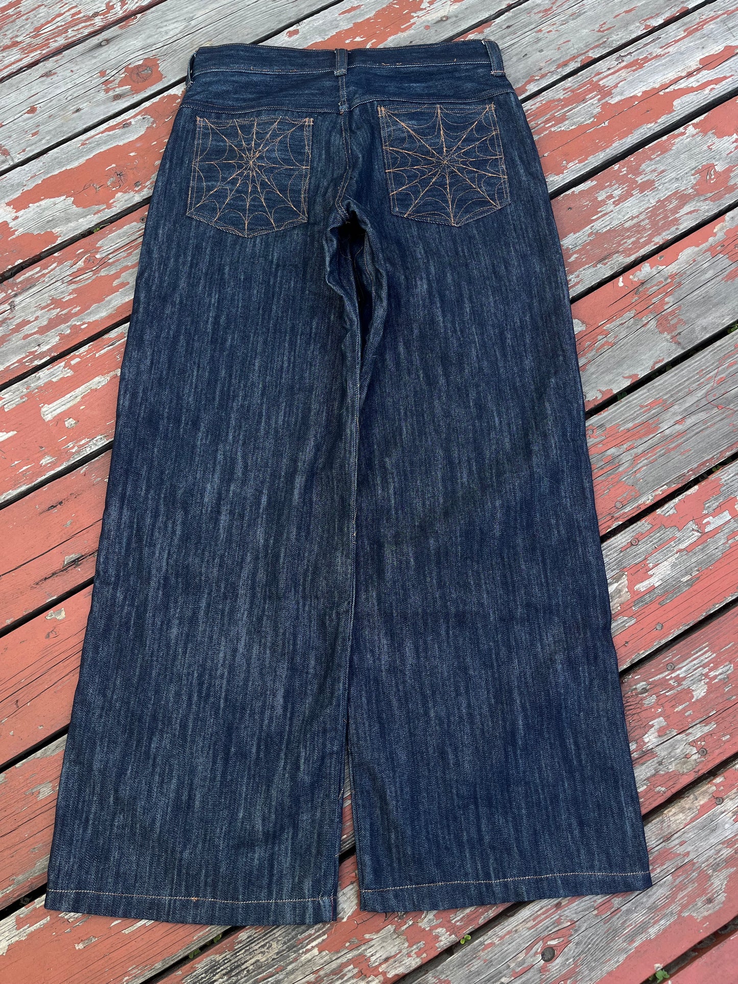 Classic denim spiderweb jeans