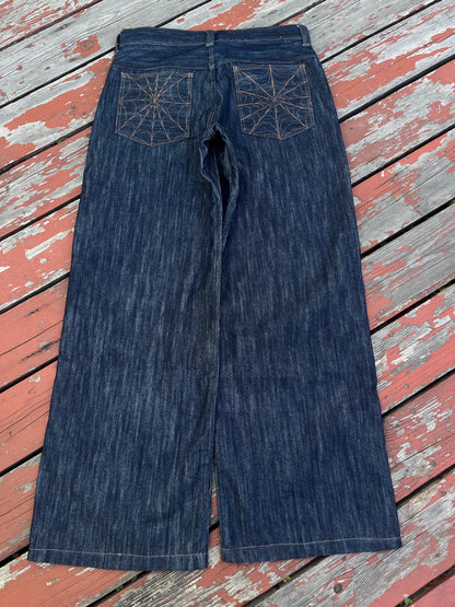 Classic denim spiderweb jeans