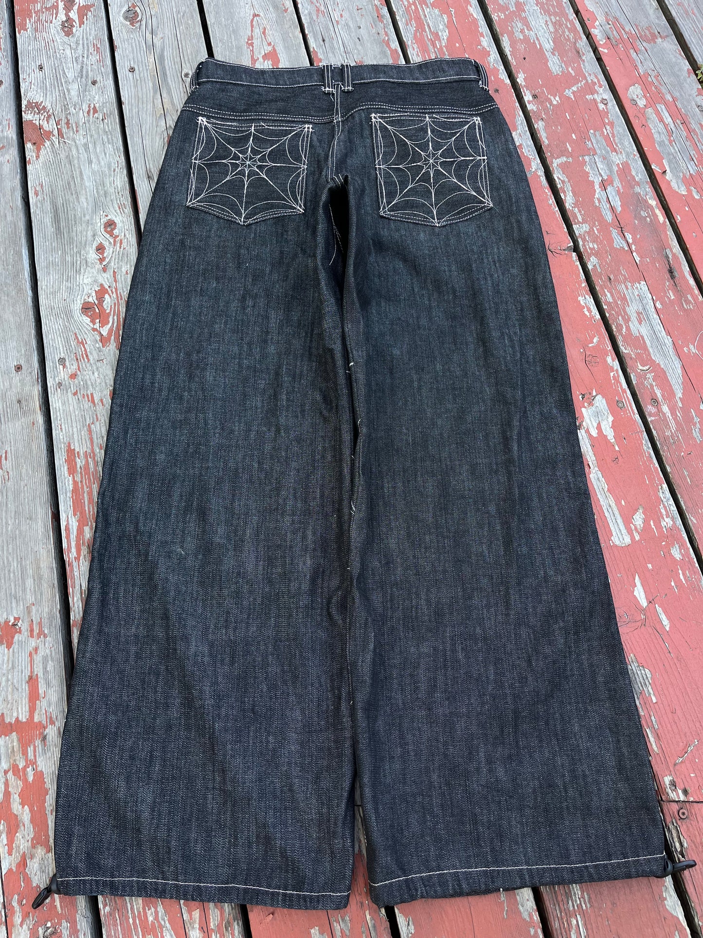 White spiderweb denim