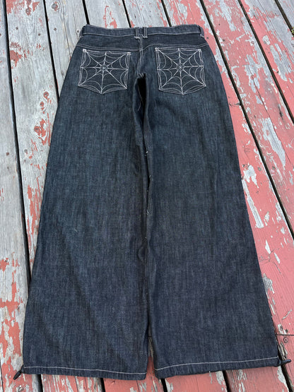 White spiderweb denim