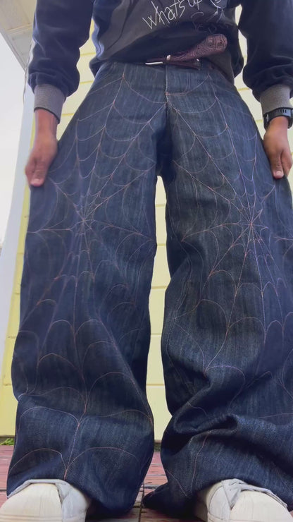 Classic denim spiderweb jeans
