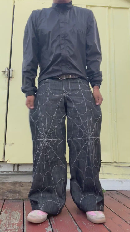 White spiderweb denim