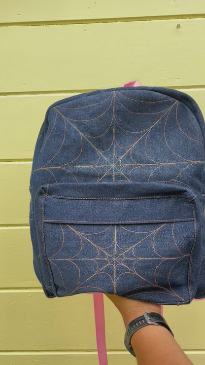 DENIM SPIDERWEB BACKPACK